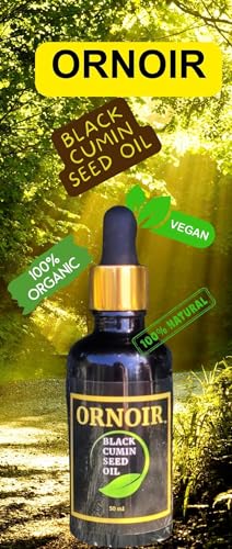 Ornoir Black Cumin Seed Oil, Organic 100% Pure and Natural, Vegan, Soothing, for Skin Health, Cuts, Wounds, Rashes, Irritation and also for Overall Hair & Scalp Health